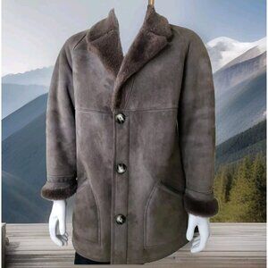 Jacques Jekel Shearling Coat Mens 40 Brown Sheepskin Rancher Jacket Leather